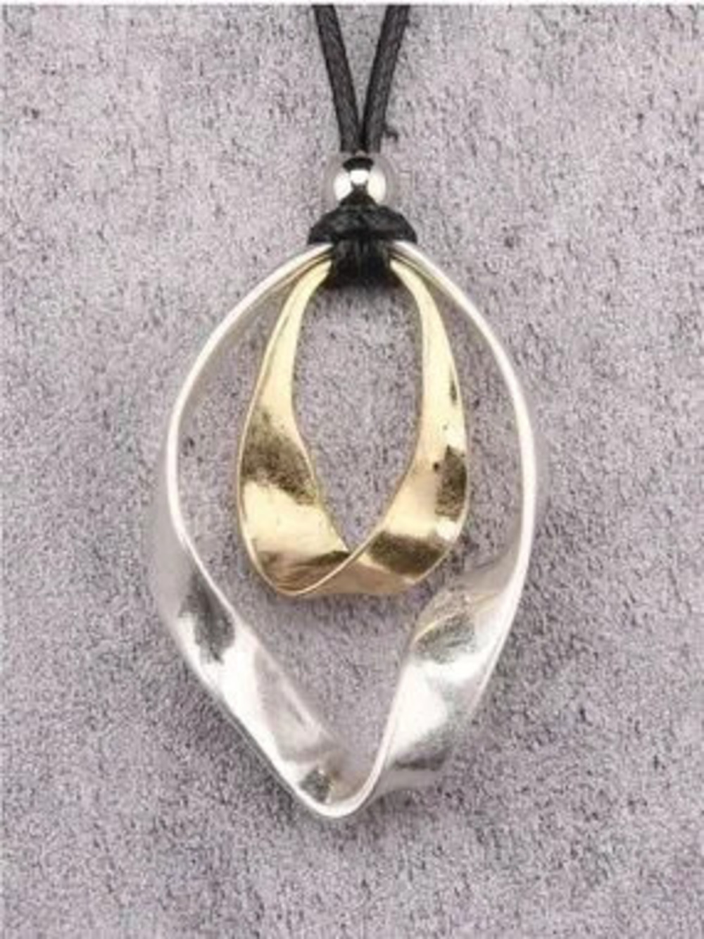 Anthropologie Two-Tone Silver and Gold Twisted Loop Necklace